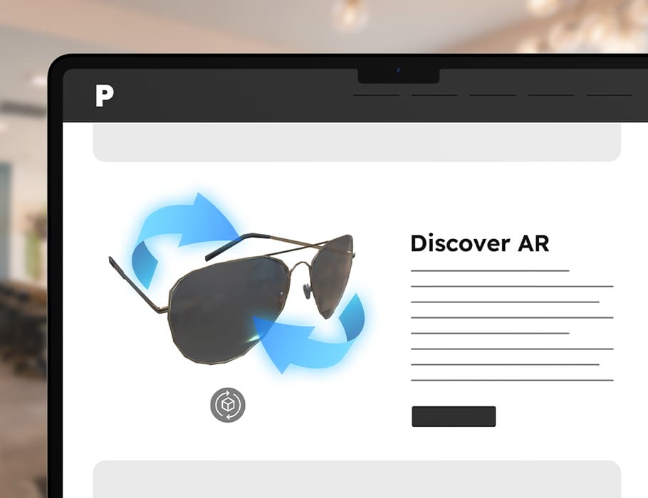A 3D viewer in a product page of an sunglasses ecommerce