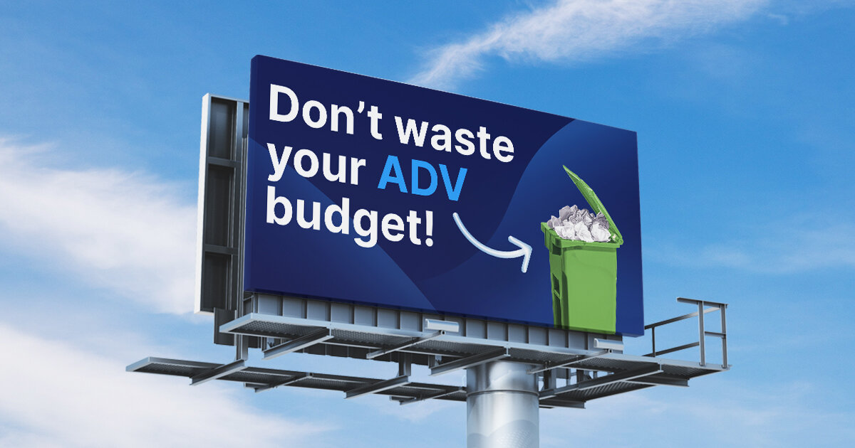 An OOH banner displaying the impact of media wastage on advertising campaigns