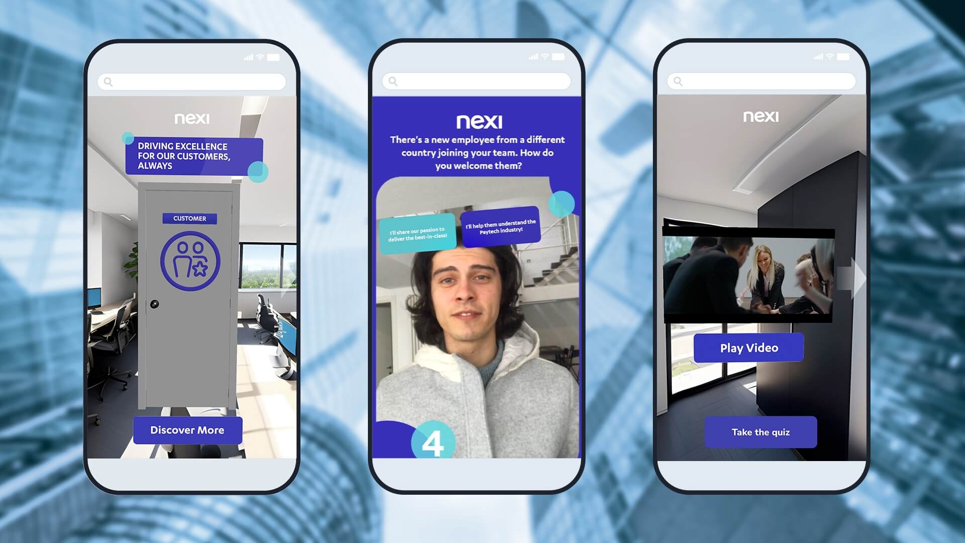 Experience flow of the Ar Landing page made for Nexi 